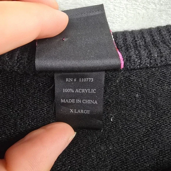 Lucky 13 Girls XL Cardigan Black Pink Cat Bad Luck Kitten Klub Sweater - Picture 6 of 12